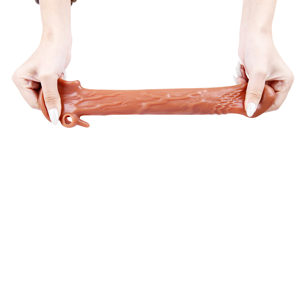 6.7" Realistic Penis Sleeve with Clit Stimulator, Bullet Vibrator, Condom Sleeve, Extender