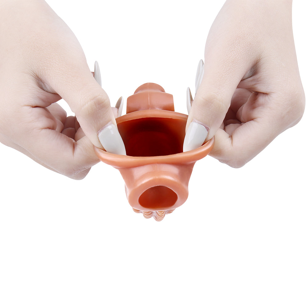 6.7 Inch Ultra Ribbed Penis Sleeve with Clit Stimulator, Bullet, Condom Sleeve, Extender Sleeve