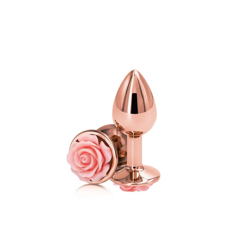 Rose Gold 3-Piece Anal Plug Set β Rose Jeweled Base in hard box