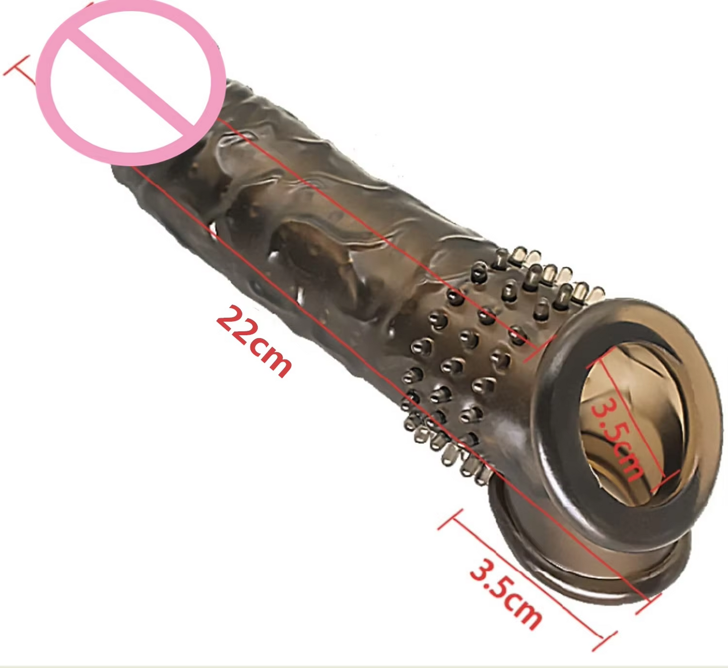 8.6 Inch Penis Sleeve Extender, Condom Sleeve, Ribbed, Adds 1.2 Inch and 33% Girth