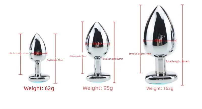 3Pcs Set Luxury Metal Butt Toys Heart Shaped Anal Trainer Jewel Butt Plug Kit S&M for Beginners Couples Large/Medium/Small. Experience the pleasure of fullness and anal stimulation.