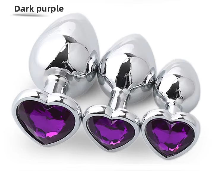 3Pcs Set Luxury Metal Butt Toys Heart Shaped Anal Trainer Jewel Butt Plug Kit S&M for Beginners Couples Large/Medium/Small. Experience the pleasure of fullness and anal stimulation.
