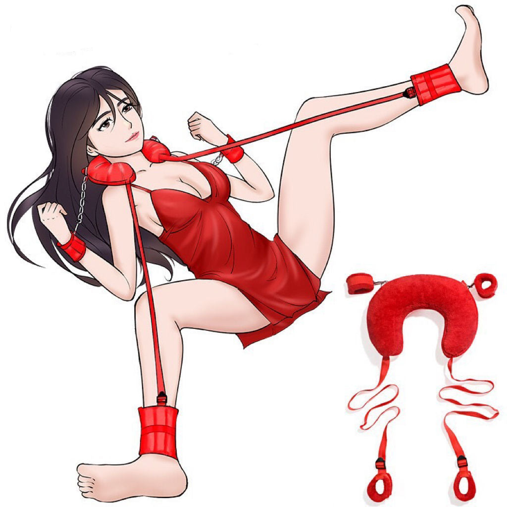 Missionary Leg Spreader with Neck Pillow Support BDSM Sex Bed Bondage Kits with Restraints for Ankle & Wrist Spreader Bar Sex Resistance Strap Leg Hand Cuff Set for Adults Bedroom Sex Handcuff Bracelets for Women