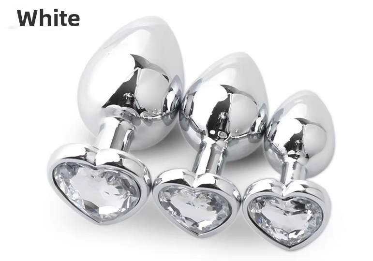 3Pcs Set Luxury Metal Butt Toys Heart Shaped Anal Trainer Jewel Butt Plug Kit S&M for Beginners Couples Large/Medium/Small. Experience the pleasure of fullness and anal stimulation.
