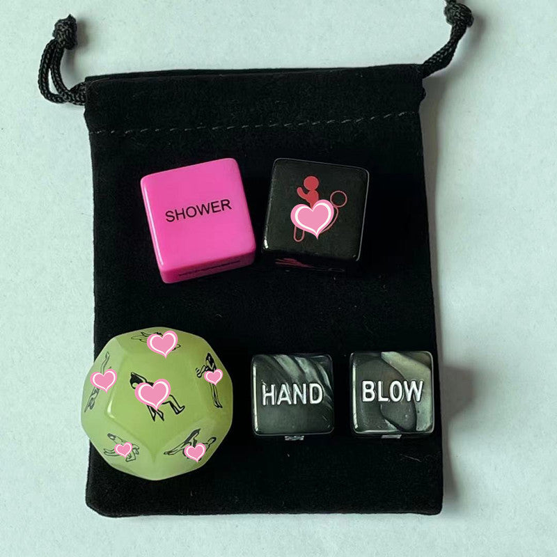 5 Piece Sex Dice Set (Black Pull String Bag)