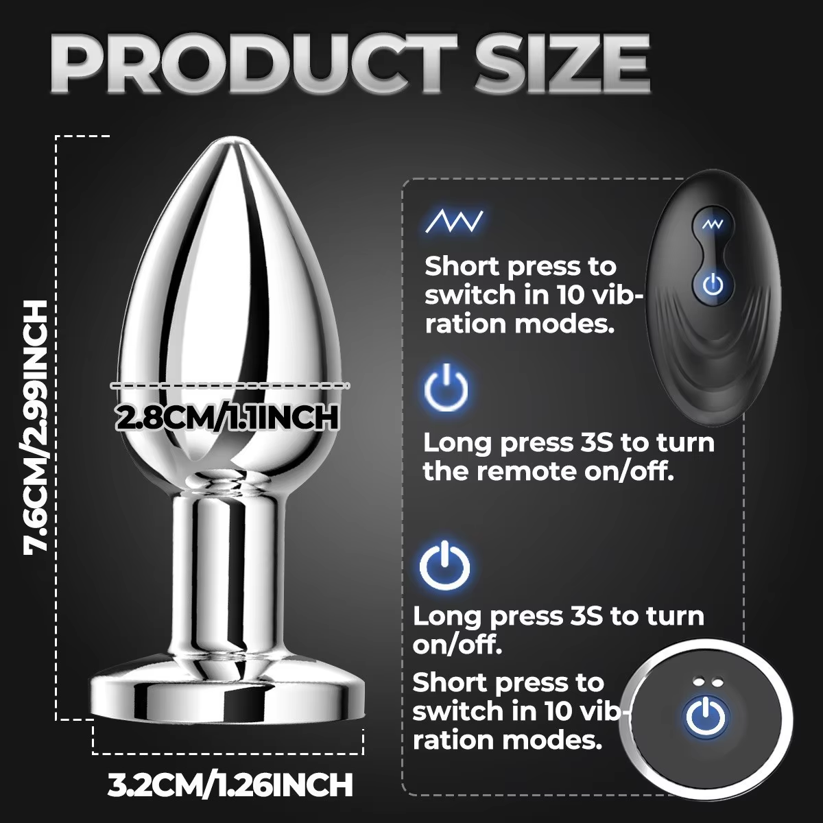 Stainless Steel Remote Controlled Anal Plug