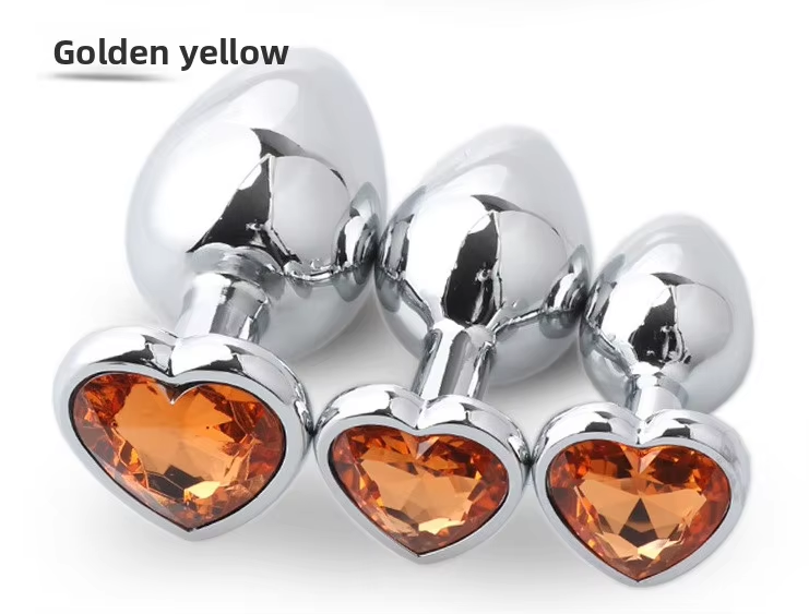 3Pcs Set Luxury Metal Butt Toys Heart Shaped Anal Trainer Jewel Butt Plug Kit S&M for Beginners Couples Large/Medium/Small. Experience the pleasure of fullness and anal stimulation.