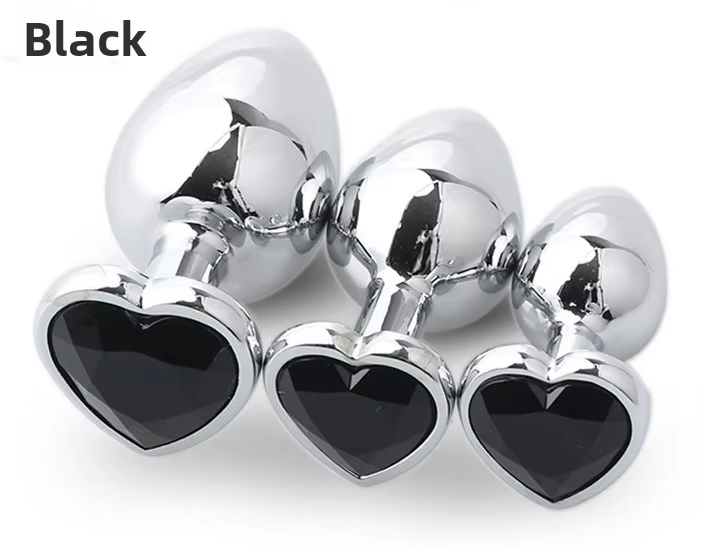 3Pcs Set Luxury Metal Butt Toys Heart Shaped Anal Trainer Jewel Butt Plug Kit S&M for Beginners Couples Large/Medium/Small. Experience the pleasure of fullness and anal stimulation.