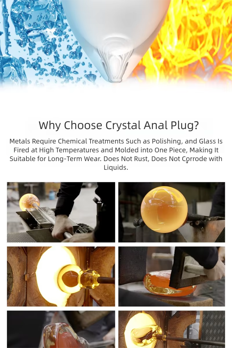 Large Glass Anal Plug in hard gift box