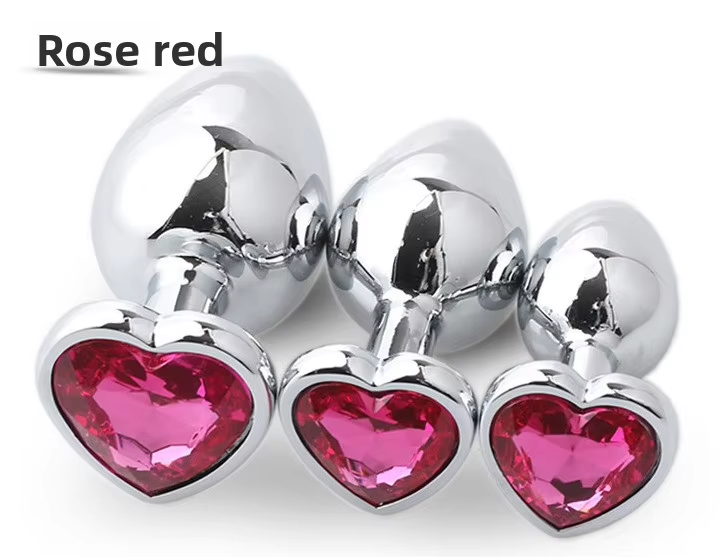 3Pcs Set Luxury Metal Butt Toys Heart Shaped Anal Trainer Jewel Butt Plug Kit S&M for Beginners Couples Large/Medium/Small. Experience the pleasure of fullness and anal stimulation.