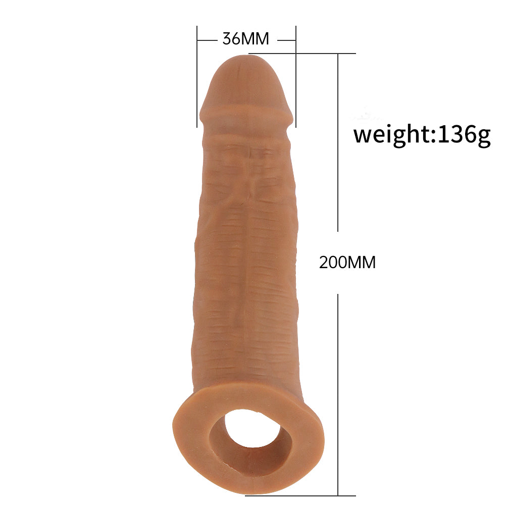 8 inch Realistic Penis Sleeve, Condom Sleeve, Extender