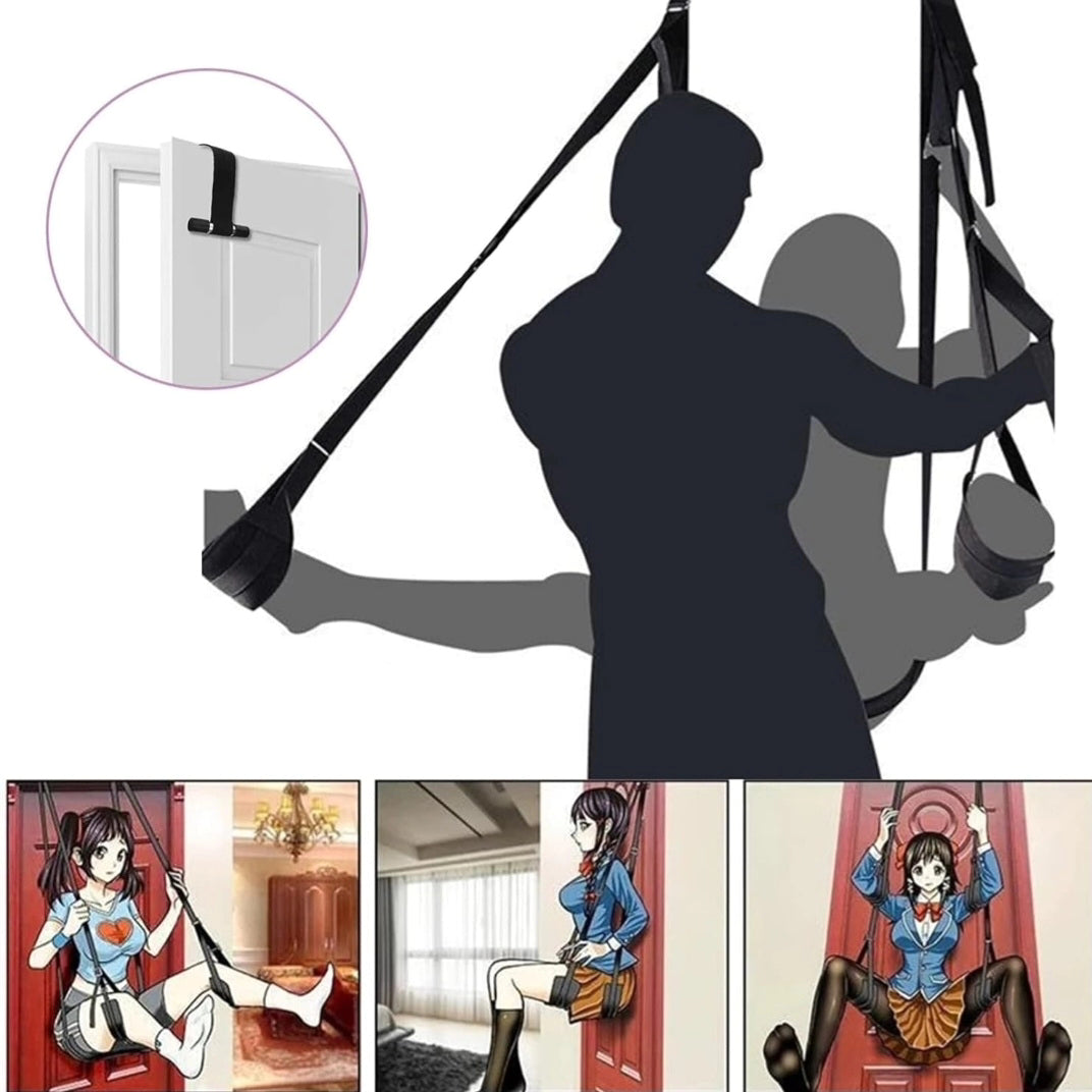 Door Sex Swing with Seat Bondage Swing for BDSM Extra Wide Seat Plush Cushion Holds up to 300lbs.