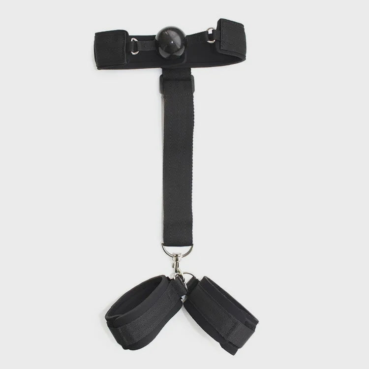 SM Games Sex Toys Sex Furniture Mouth to Wrist Behind Back Bondage Restraints,Black Silicone Play Restraints Kit,Adjustable BDSM Set for Adult Couples Sweater Yoga