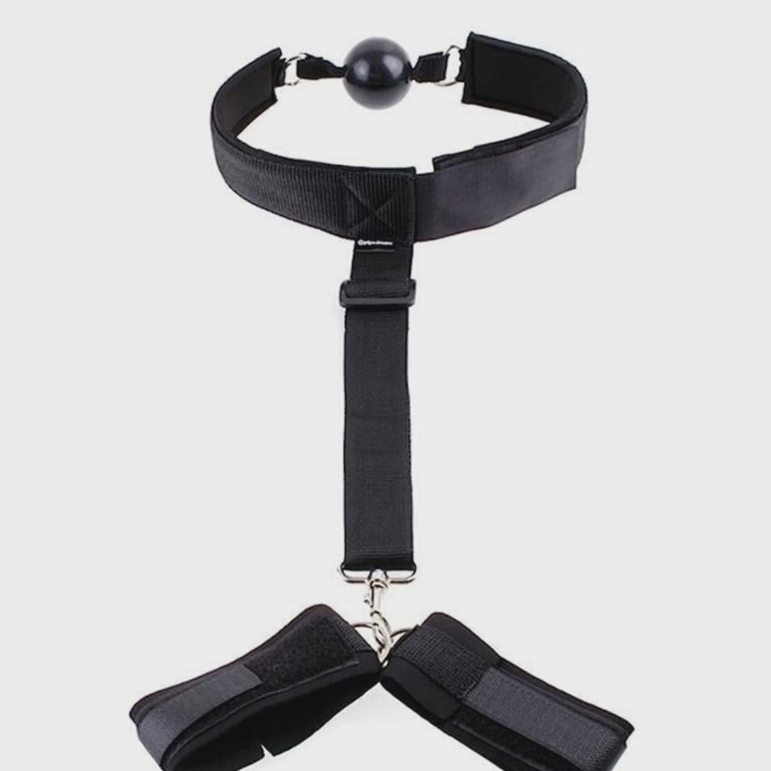 SM Games Sex Toys Sex Furniture Mouth to Wrist Behind Back Bondage Restraints,Black Silicone Play Restraints Kit,Adjustable BDSM Set for Adult Couples Sweater Yoga