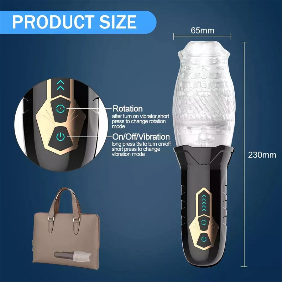 Male Masturbator Adult Sex Toys for Men - Automatic 360 Rotating Vibrating Blowjob Sex Machine Sex Toy Stroker Penis Vibrator, Hands Free Masturbators Pocket Pussy for Men (Gawk Gawk 3000)