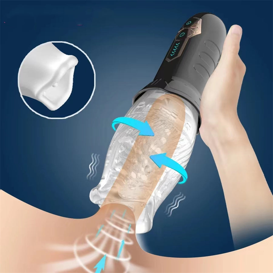 Male Masturbator Adult Sex Toys for Men - Automatic 360 Rotating Vibrating Blowjob Sex Machine Sex Toy Stroker Penis Vibrator, Hands Free Masturbators Pocket Pussy for Men (Gawk Gawk 3000)