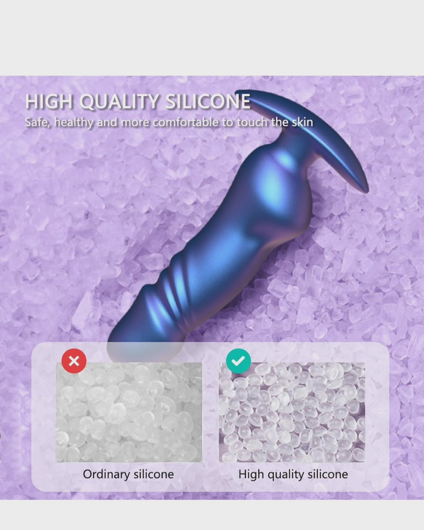 4.7 Inch Realistic Anal Dildo Adult Sex Toy, Thick Silicone Anal Plug Training Toy, Flexible G-spot or Anal Stimulator, Blue-Purple Gradient Anal Toys for Men Women Couples