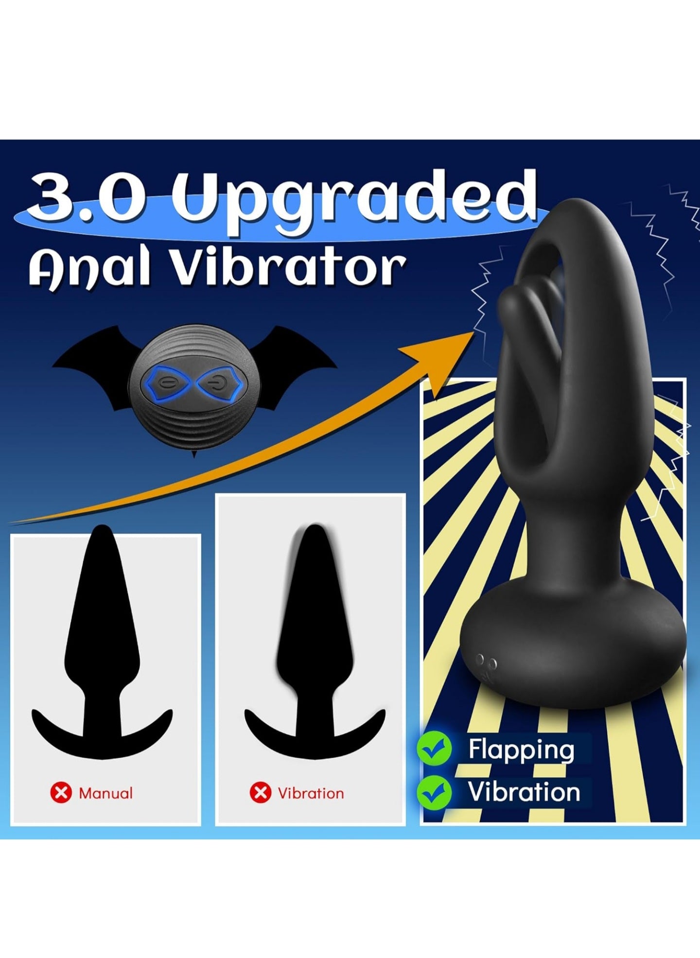 Anal Plug Flapping Anal Vibrator Prostate Massager, Vibrating Butt Plug with 10 Flapping & Vibration Modes, Male Prostate Toy Remote Control Buttplug Adult Anal Sex Toy for Men