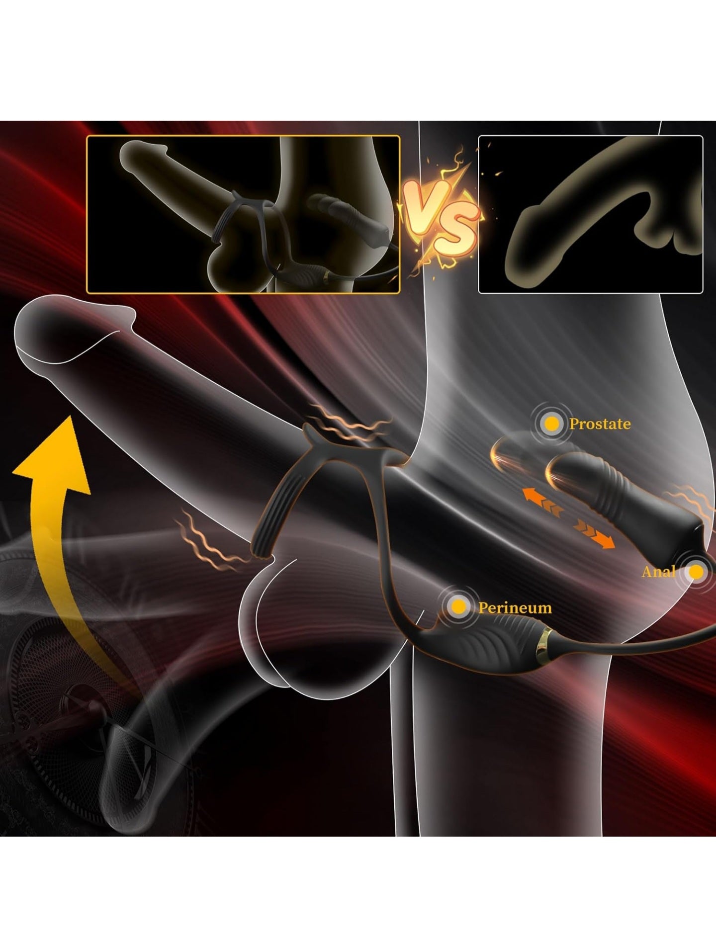 Thrusting Prostate Massager Anal Vibrator, Male Prostate Toy with Vibrating Penis Ring, Gay Sex Toys for Men P Spot Stimulation with 10 Thrusting Vibrating Modes, Anal Butt Plug Cock Rings with Remote