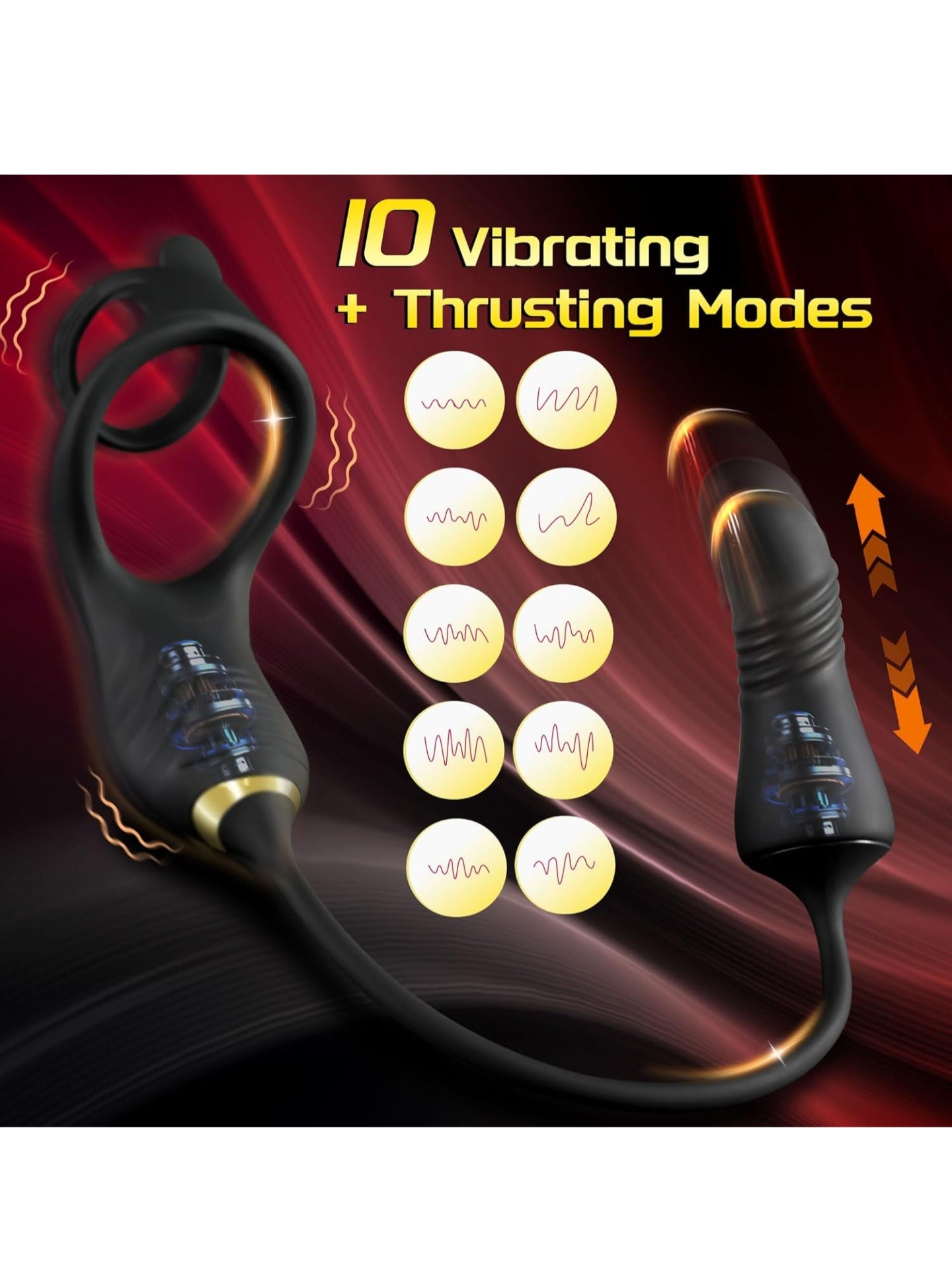 Thrusting Prostate Massager Anal Vibrator, Male Prostate Toy with Vibrating Penis Ring, Gay Sex Toys for Men P Spot Stimulation with 10 Thrusting Vibrating Modes, Anal Butt Plug Cock Rings with Remote