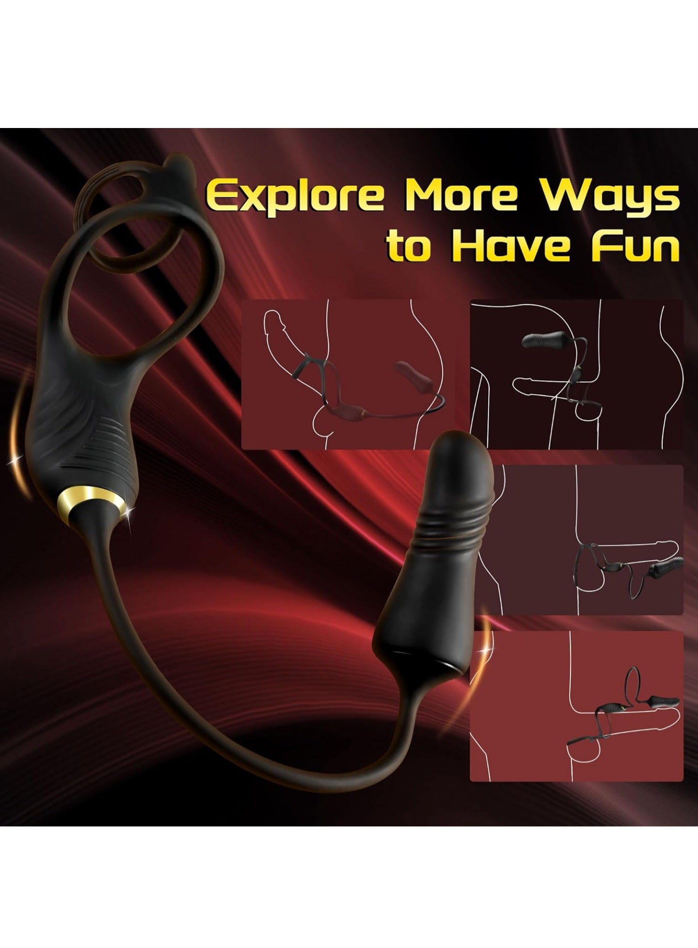 Thrusting Prostate Massager Anal Vibrator, Male Prostate Toy with Vibrating Penis Ring, Gay Sex Toys for Men P Spot Stimulation with 10 Thrusting Vibrating Modes, Anal Butt Plug Cock Rings with Remote