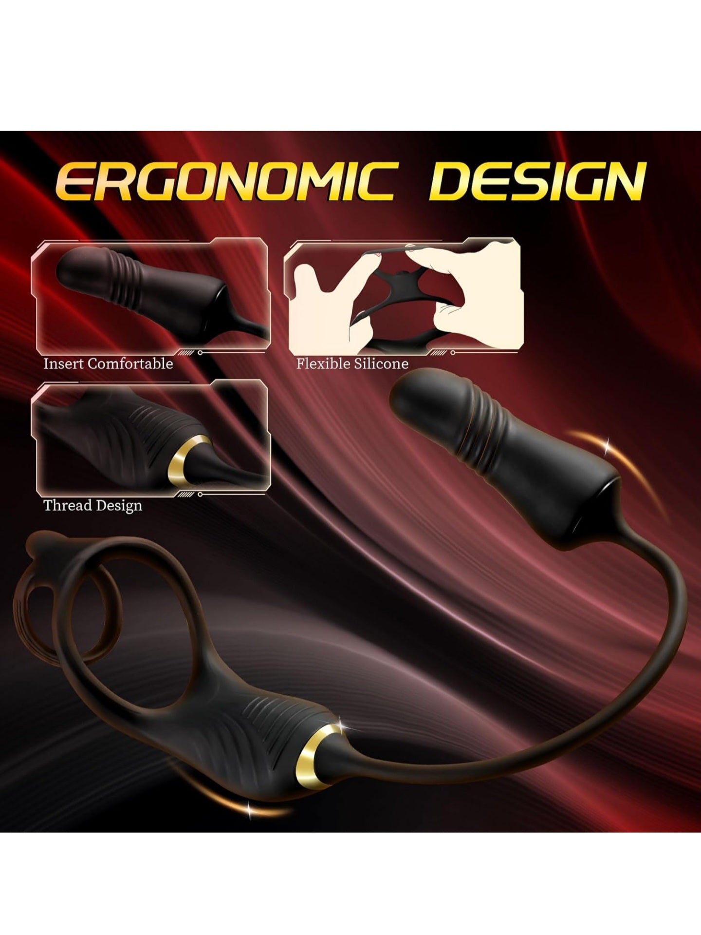Thrusting Prostate Massager Anal Vibrator, Male Prostate Toy with Vibrating Penis Ring, Gay Sex Toys for Men P Spot Stimulation with 10 Thrusting Vibrating Modes, Anal Butt Plug Cock Rings with Remote
