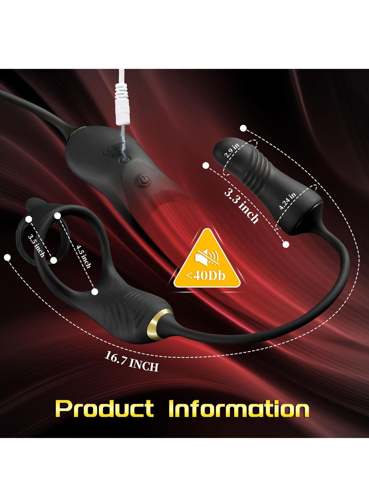Thrusting Prostate Massager Anal Vibrator, Male Prostate Toy with Vibrating Penis Ring, Gay Sex Toys for Men P Spot Stimulation with 10 Thrusting Vibrating Modes, Anal Butt Plug Cock Rings with Remote