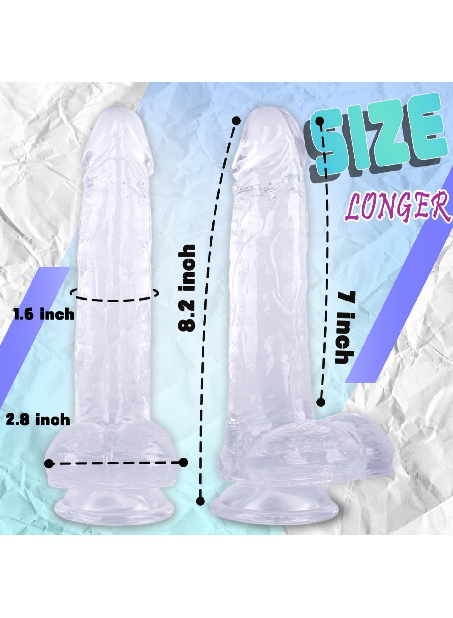 8 inch Realistic Clear Transparent Dildo