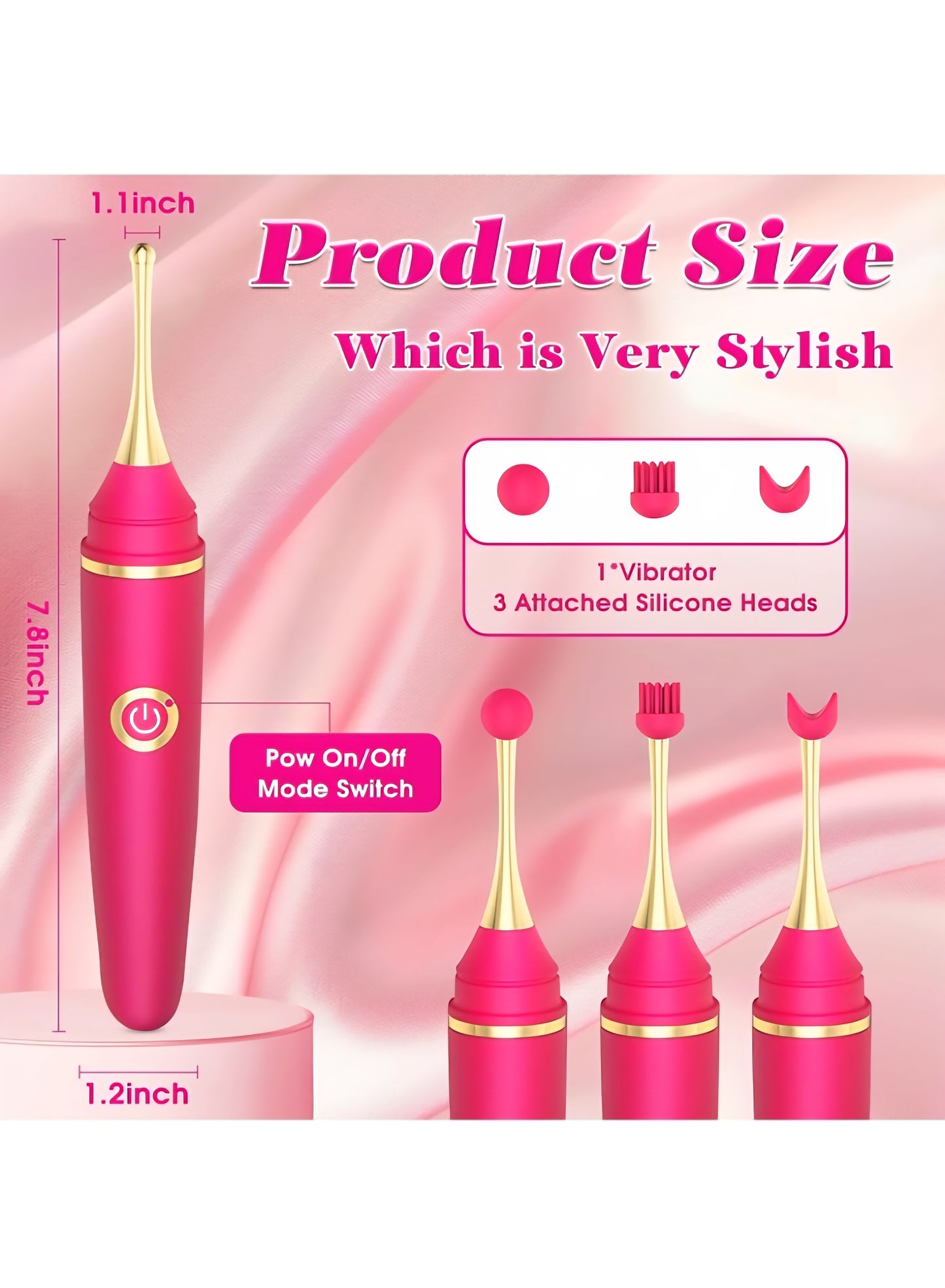 Vibrator Wand Female Adult Sex Toys for Women, 4 in 1 Squirting Vibrator with 10 Modes Pinpoint Clitoral G-Spot Dildo Nipple Stimulator High Frequency Mini Bullet Vibrators 3 Silicone Head