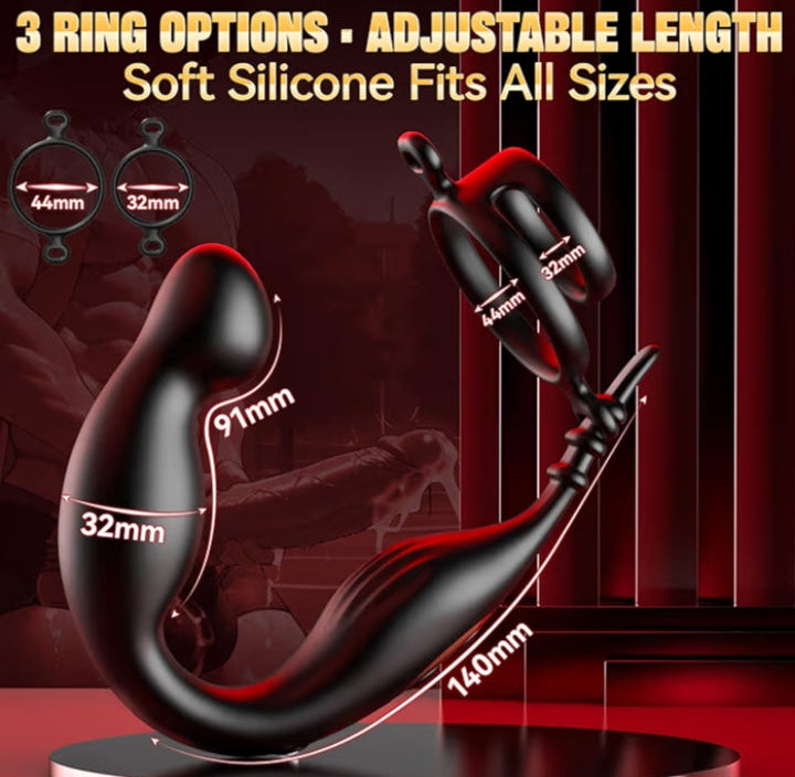 Prostate Massager Anal Sex Toys with Removable Cock Rings, 9 Wiggling & 9 Vibration Modes Vibrator Butt Plug, Remote Control Male Adult Toys Double-Ended Dildos – Intense P-Spot & Perineum Pleasure