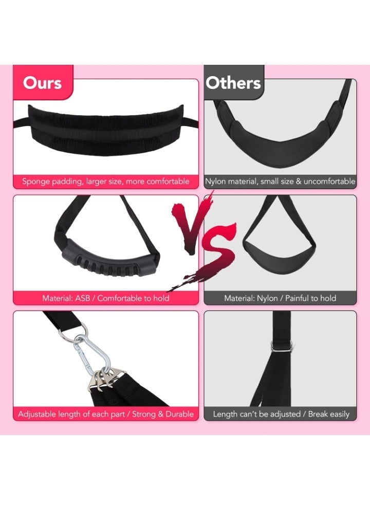 Sex Swing BDSM Bondage Restraints Kit-UTIMI 2 in 1 Door Swing & Sex Restraints Wrist & Thigh Ankle Restraint Cuffs Neck to Leg Sex Toy w/Handcuffs & Leg Straps Adult Sex Toys Couples,Black Sm Sets