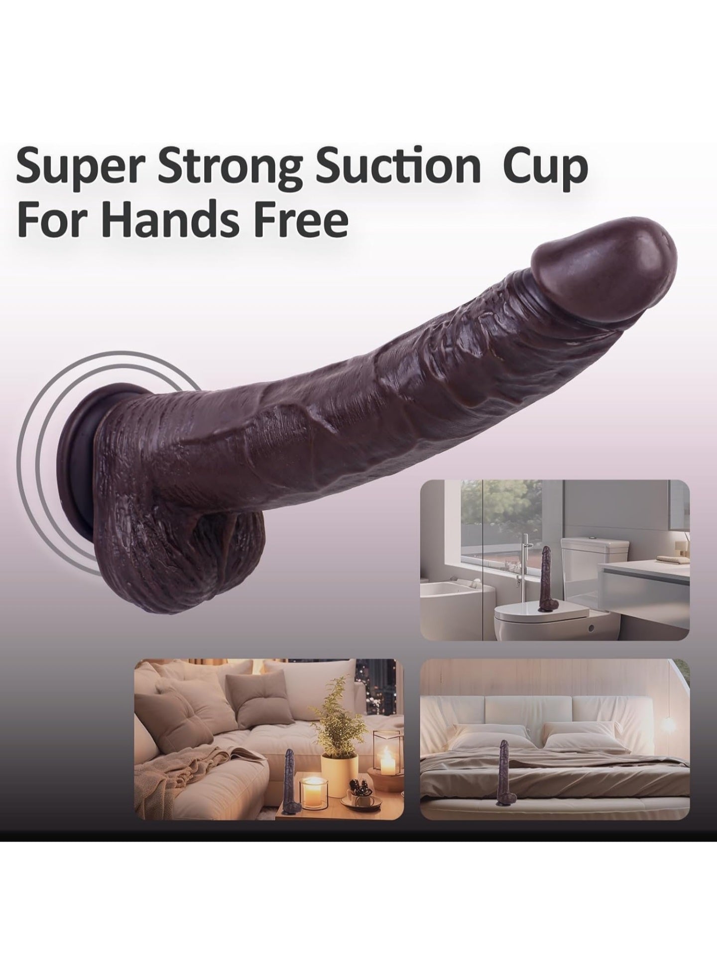 Realistic Dildo Sex Toys,12 inch Huge Dildo with Strong Suction Cup for G-Spot Stimulation,Ultra Soft Lifelike Big Penis Anal Dildos with Small Glans Adult Sex Toy for Women/Men,Brown