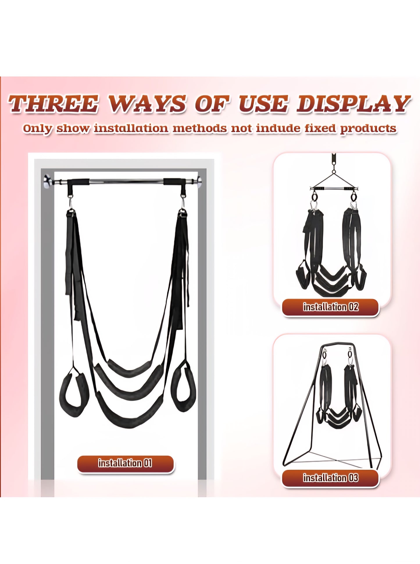 Sex Swing Adjustable BDSM Toys Sex Straps with Widened Comfortable Seat Adjustable Sex Furniture for Women's Pleasure BDSM Sex Toys Set for Adults (Black)