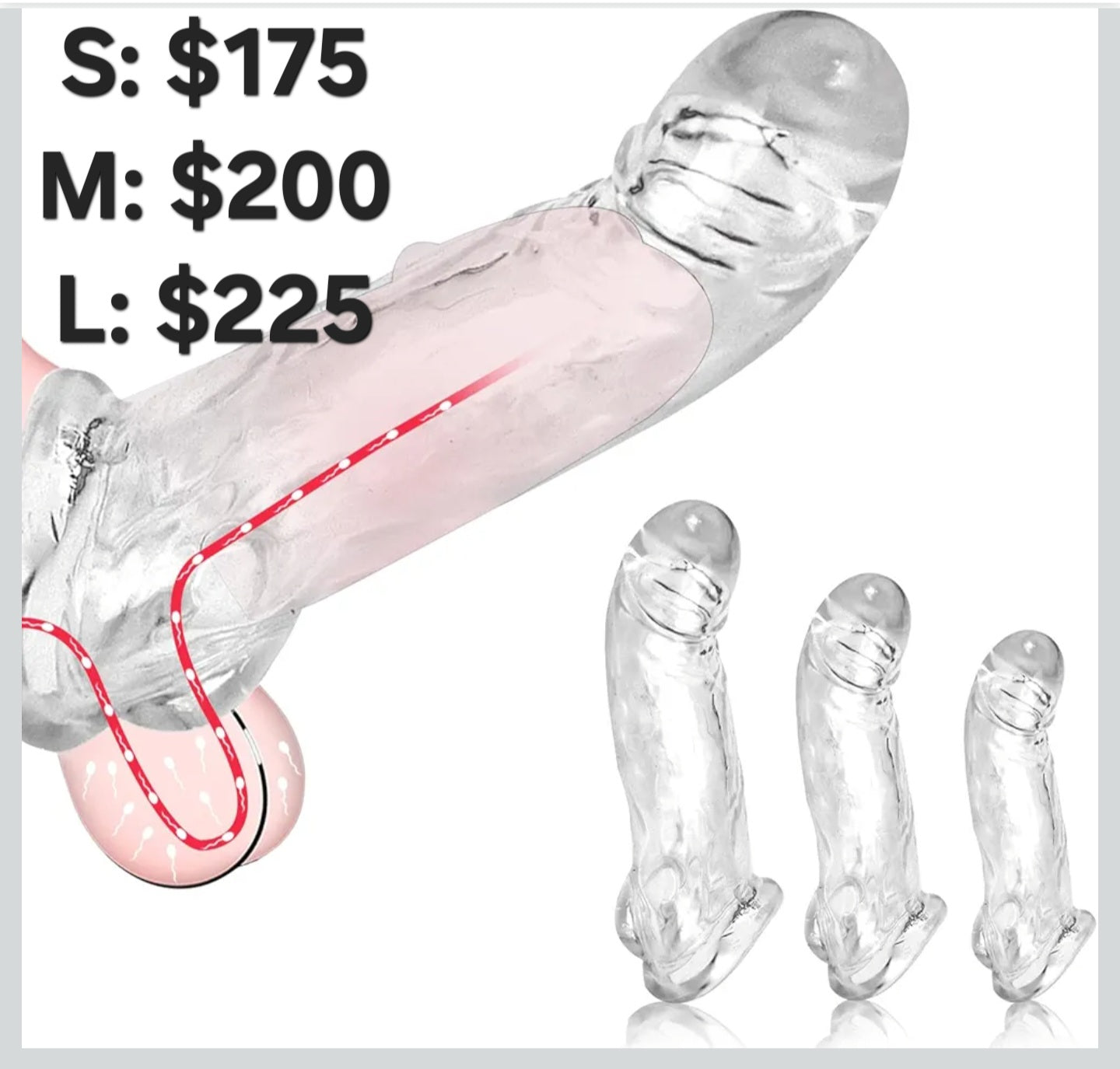 M Reusable Penis Sleeves Set - Silicone Penis Extender with Strap, Odorless Cock Sleeve for Enlargement, Delay Ejaculation & Enhanced Pleasure, Male Sex Toys (Sold Separately)