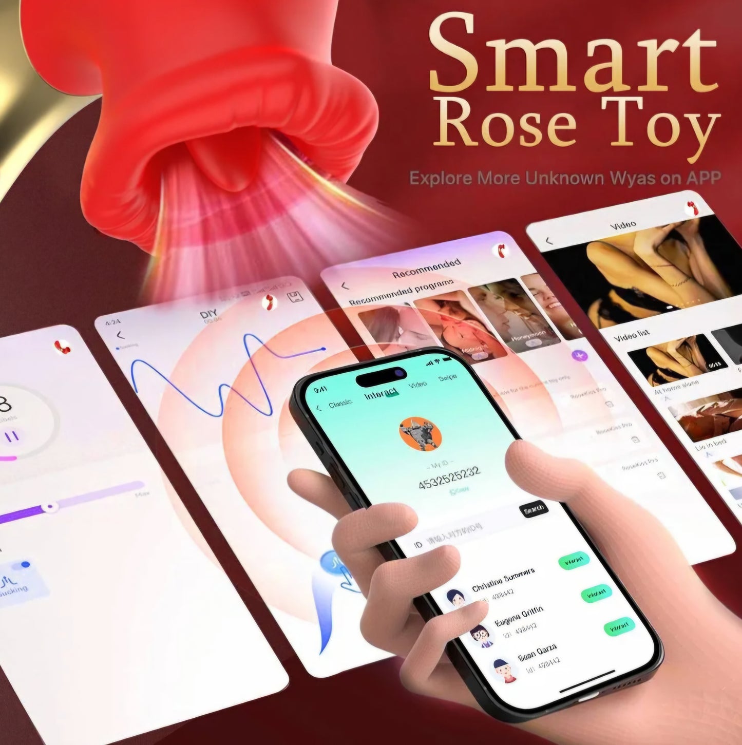 Vibrator Sex Toys for Women,3-in-1 Clit Sucker Adult Toys with APP Control 10 Sucking & Licking Modes for Women Clitoral Nipple,Rose Toy Couples Sex Toy G-Spot Vibrators,Adult Sex Toys & Games (Red)