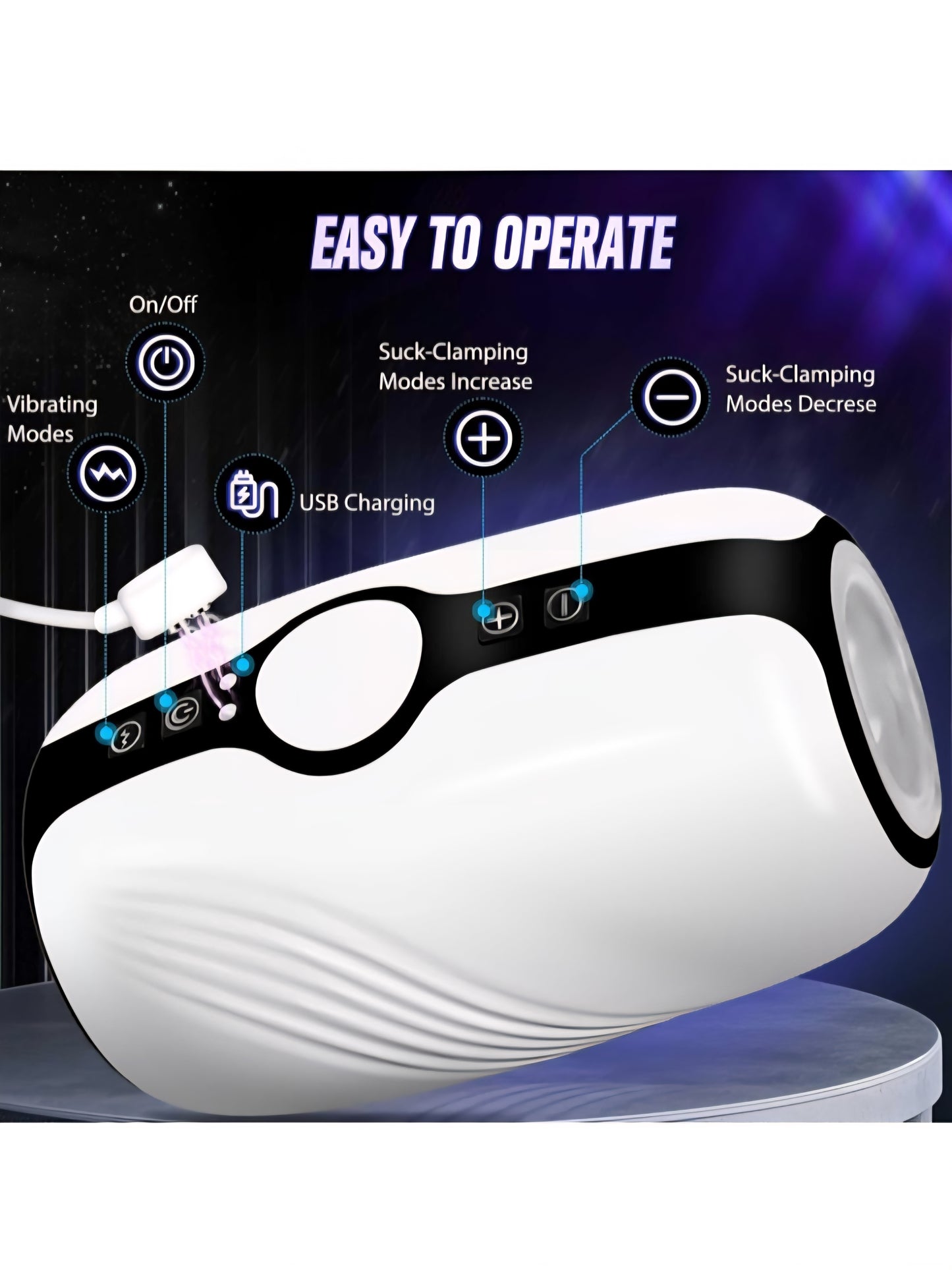 Automatic Male Masturbator Cup for Men, Open Ended Male Sex Toys for Penis Stroker with 3 Clamping Sucking & 7 Vibrating Modes, Pocket Pussy Penis Vibrator Male Blowjob Machine Adult Toys for Men