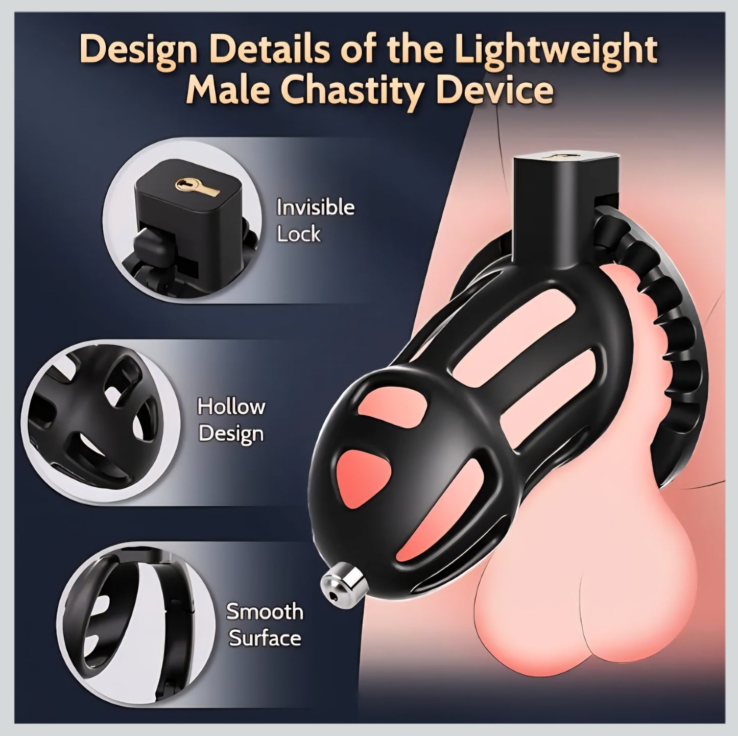 Male Chastity Cage Sex Toys – Lightweight Chastity Device with 8-Size Adjustable Cock Ring &Soft Urethral Catheter, Cock Cage Bondage Gear for Penis Exercise Control, Adult Toys for Men Beginners