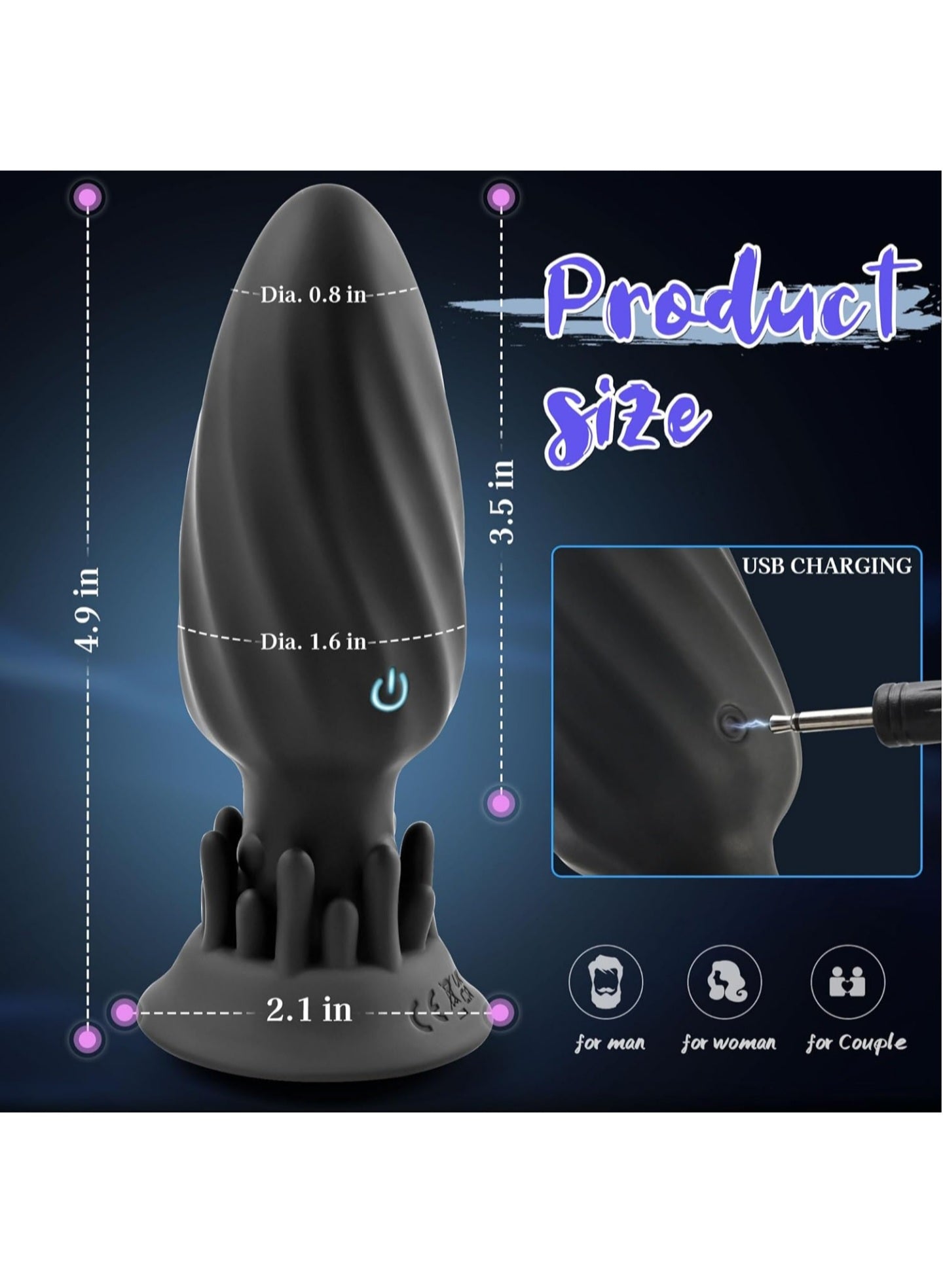 Anal Plug Adult Sex Toy with 10 Rotation & Vibration Modes, Prostate Massager Anal Sex Toys with Rotating Tentacles, Prostate Toys Vibrating Butt Plug Anal Dildo with Remote, Sex Toys for Gay & Couple