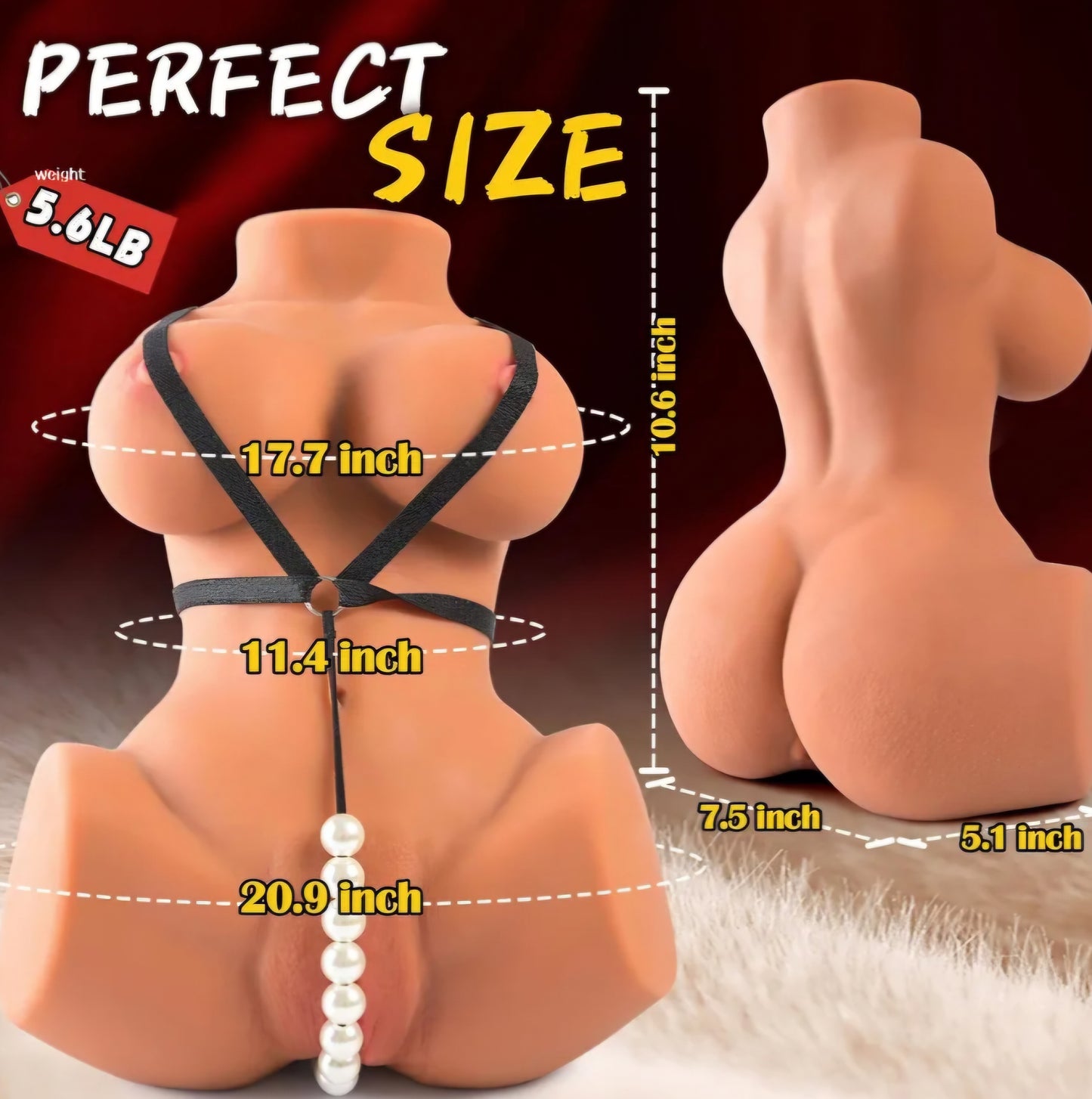 Sex Doll Torso for Men, 3 in 1 Realistic Male Masturbators Pocket Pussy with C-Cup Big Boobs Ass, Lifelike Female Sex Dolls with Textured Vagina Anal, Adult Sex Toys & Anal Sex Toy for Men Pleasure