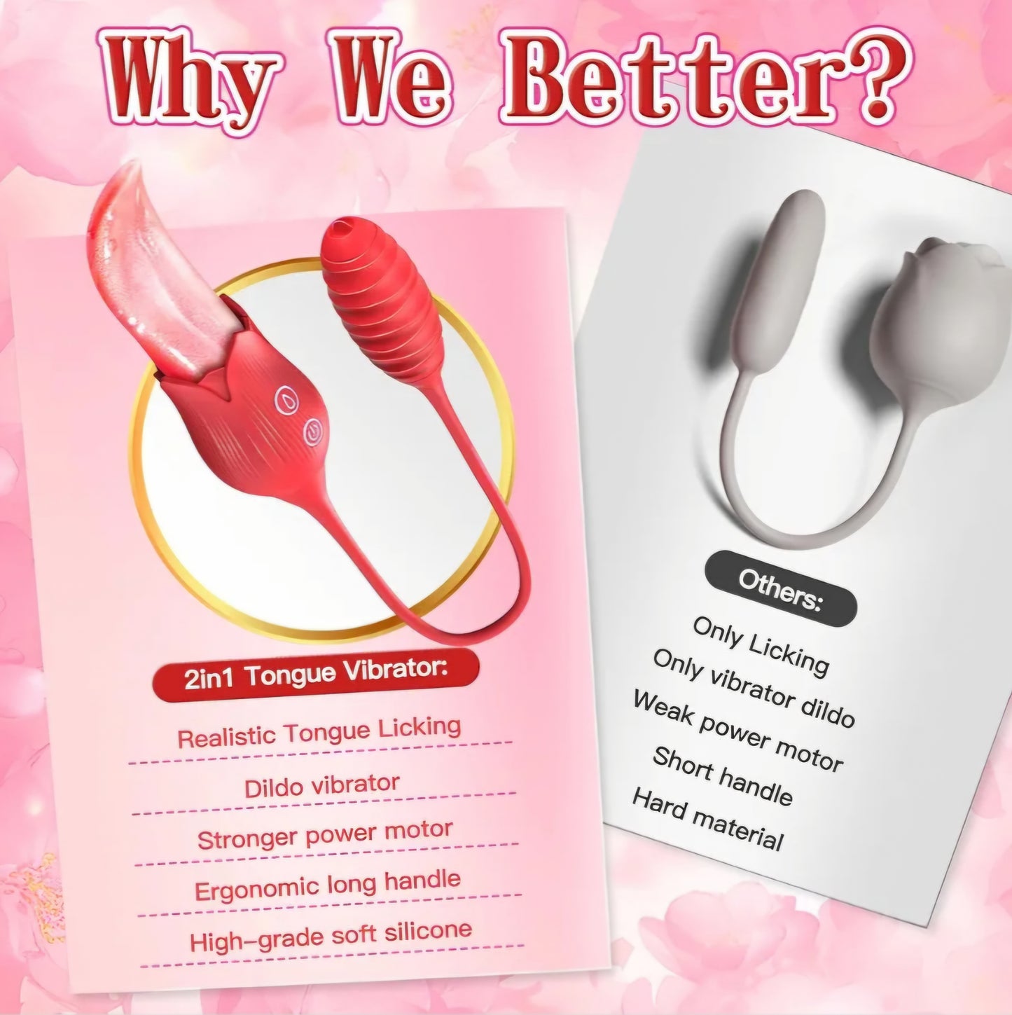 Vibrator Tongue Sex Toys for Women - 2 in 1 Realistic Tongue Vibrators with 10 Licking Clitoral & 10 Vibration Modes, Ultra-Soft Flexible Clit Stimulator Licker, Adult Toy for Female Couple Games