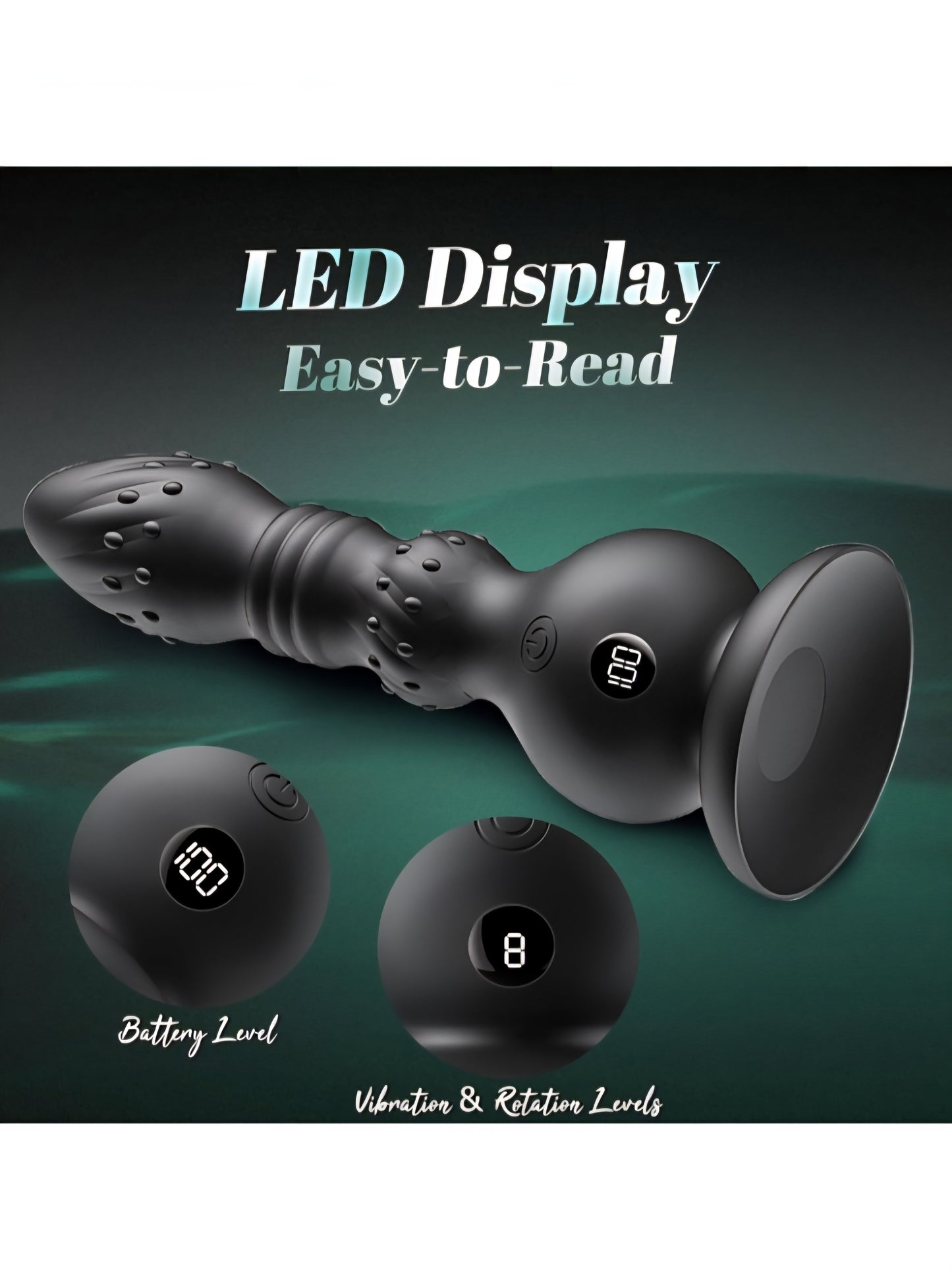 Thrusting Anal Vibrator Prostate Massager Butt Plug, Anal Beads with 10 Thrusting & Vibrating, LED Display Vibrators Male Sex Toys with Remote Control, Strap-on Anal Toy Adult Toys for Men