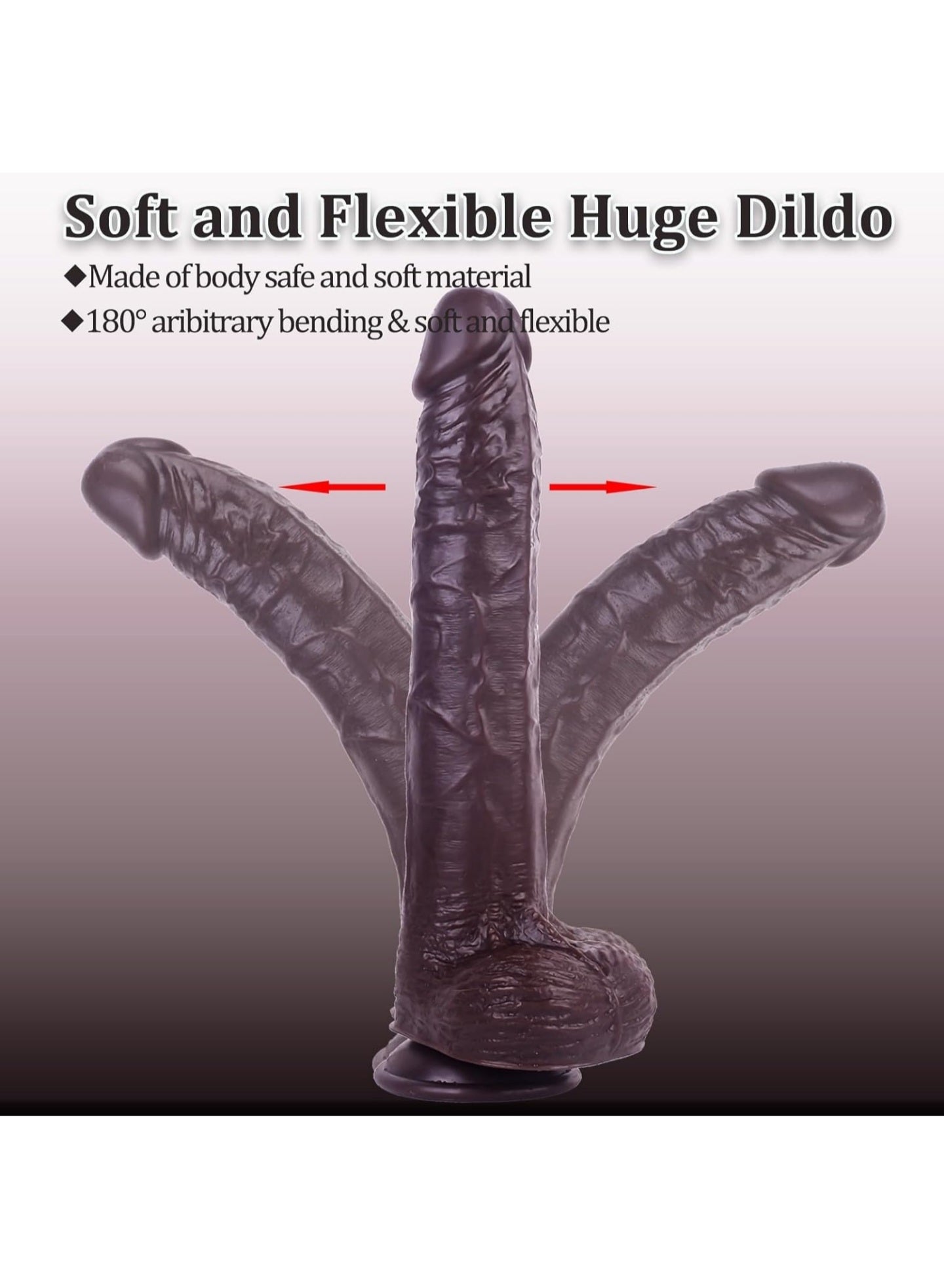 Realistic Dildo Sex Toys,12 inch Huge Dildo with Strong Suction Cup for G-Spot Stimulation,Ultra Soft Lifelike Big Penis Anal Dildos with Small Glans Adult Sex Toy for Women/Men,Brown