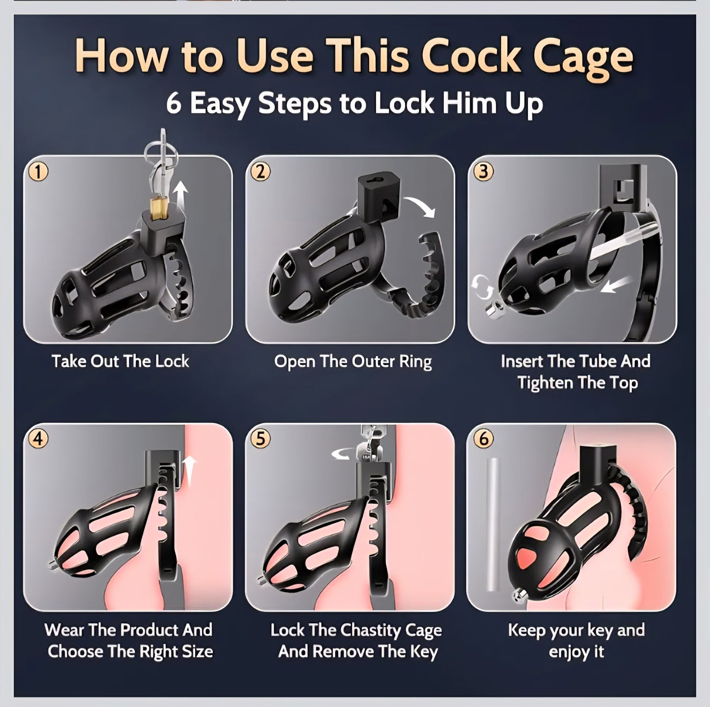 Male Chastity Cage Sex Toys – Lightweight Chastity Device with 8-Size Adjustable Cock Ring &Soft Urethral Catheter, Cock Cage Bondage Gear for Penis Exercise Control, Adult Toys for Men Beginners