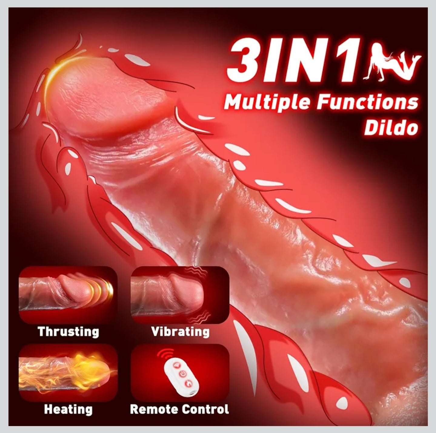 Thrusting Dildo Vibrator Sex Toys, Heating Realistic Dildos for G Spot Anal Stimulation with 7 Thrusting & 9 Vibration Mode, Remote Control Strong Suction Cup, Adult Sex Toys for Woman Couples 8"
