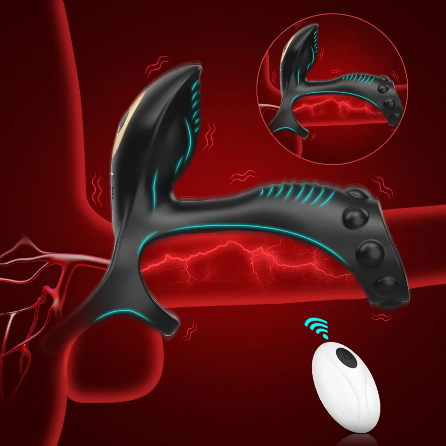 Frank App Controlled 3 Penis/Cock Ring Vibrating Cock Penis Ring with 9 Modes for Male and Female Stimulation