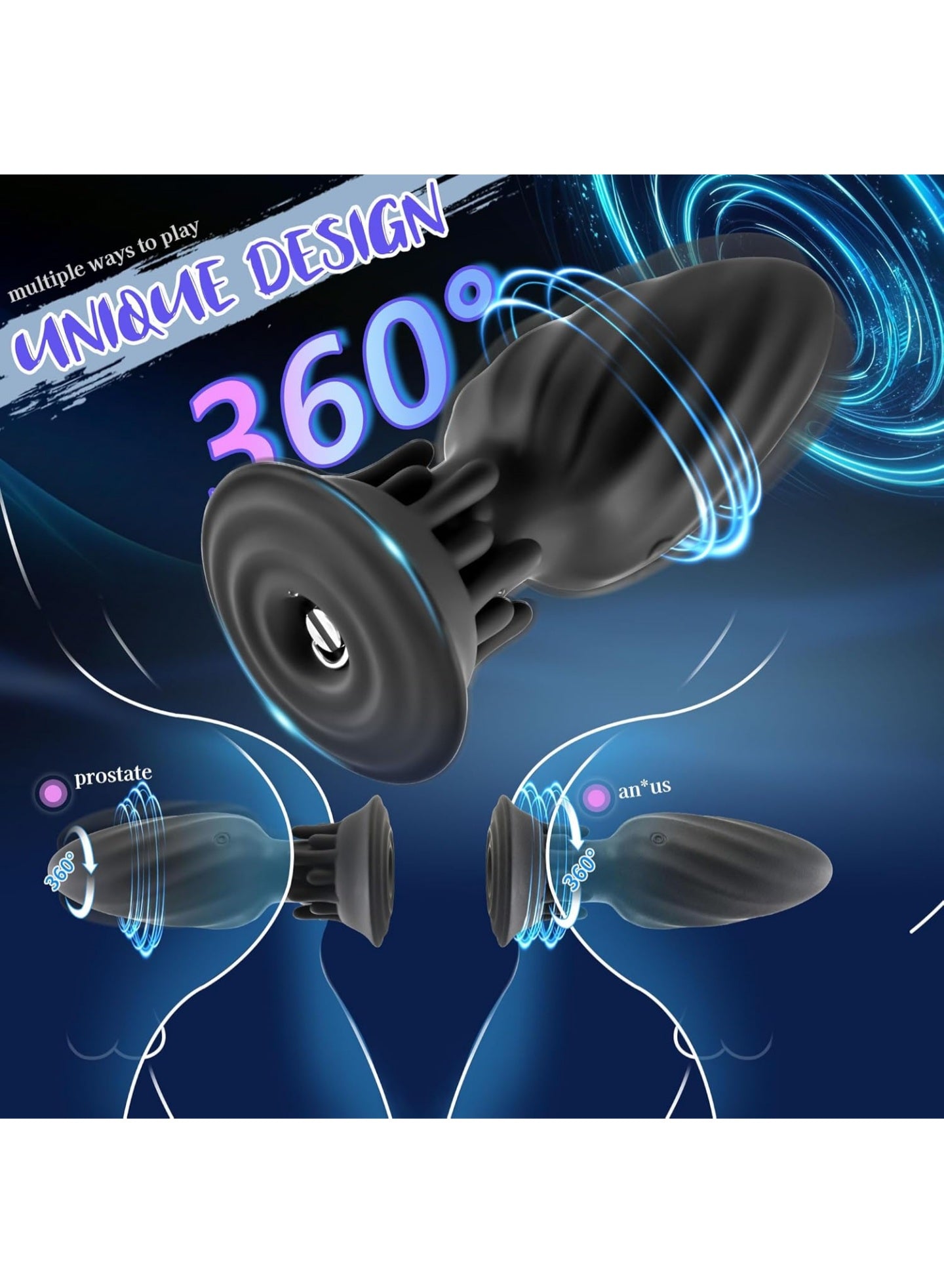 Anal Plug Adult Sex Toy with 10 Rotation & Vibration Modes, Prostate Massager Anal Sex Toys with Rotating Tentacles, Prostate Toys Vibrating Butt Plug Anal Dildo with Remote, Sex Toys for Gay & Couple