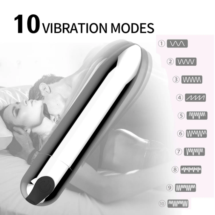 10-Frequency Bullet Vibrator – USB Rechargeable Personal Massager Travel Bullet