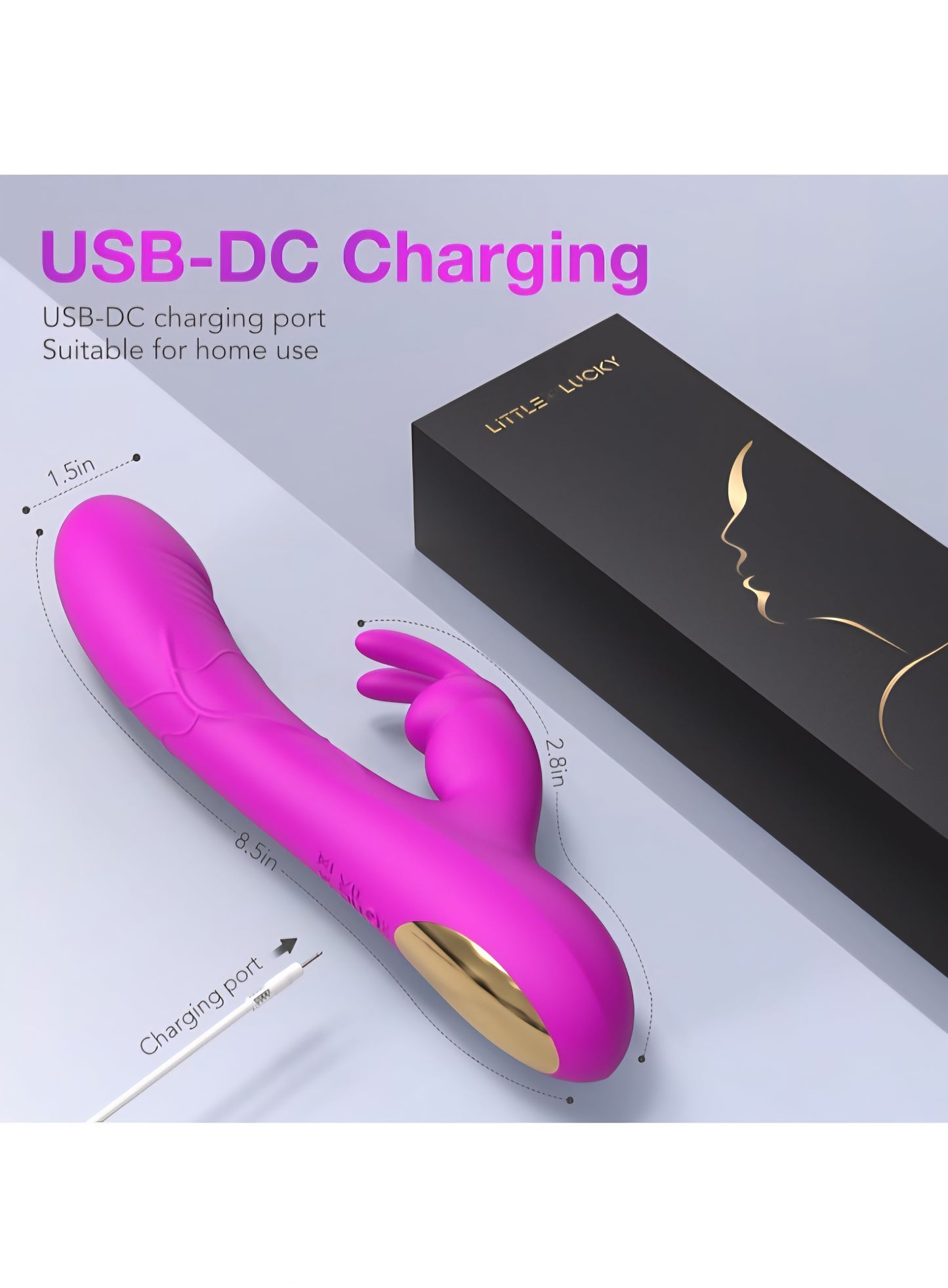 Vibrator for Women, Little Lucky Sex Toy Rabbit Thrusting G-Spot Vibrator, Body-Safe Silicone IPX6 Waterproof with 3x7 Vibration Modes Dildo for Couples