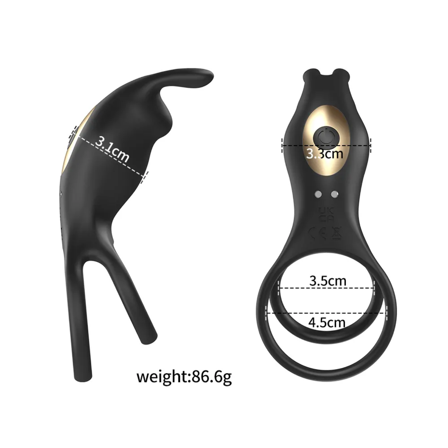 Rogue App Controlled Bunny Ear Double Lock Cock Penis Ring with 9 Powerful Vibrations