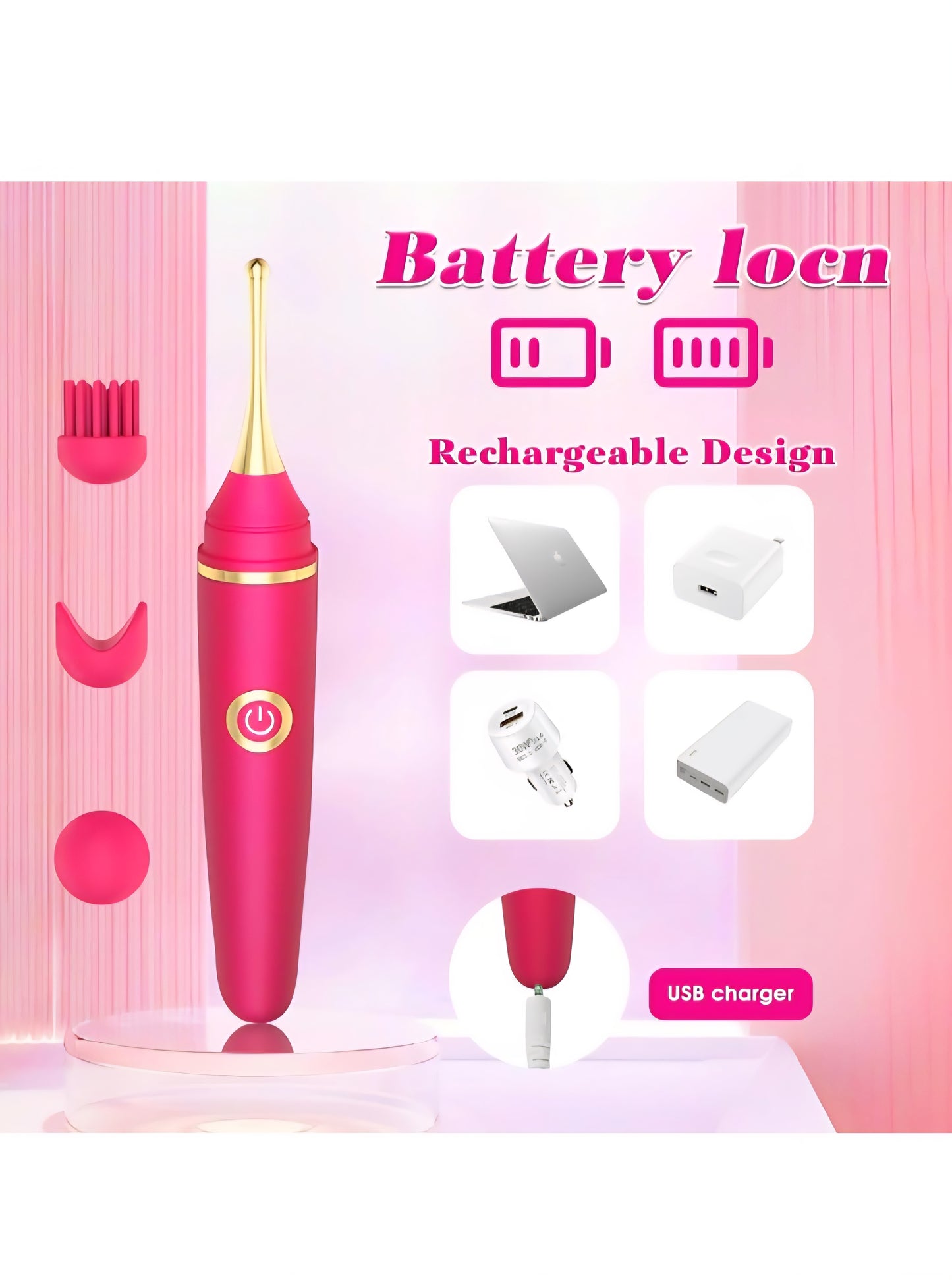 Vibrator Wand Female Adult Sex Toys for Women, 4 in 1 Squirting Vibrator with 10 Modes Pinpoint Clitoral G-Spot Dildo Nipple Stimulator High Frequency Mini Bullet Vibrators 3 Silicone Head